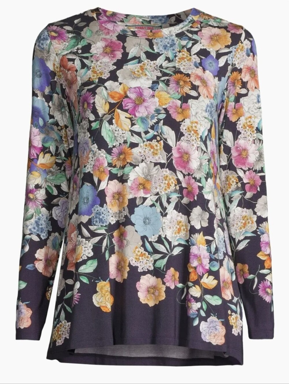 Johnny Was Floral Janie Favorite Long Sleeve Crew Neck Jersey Top Size 1X